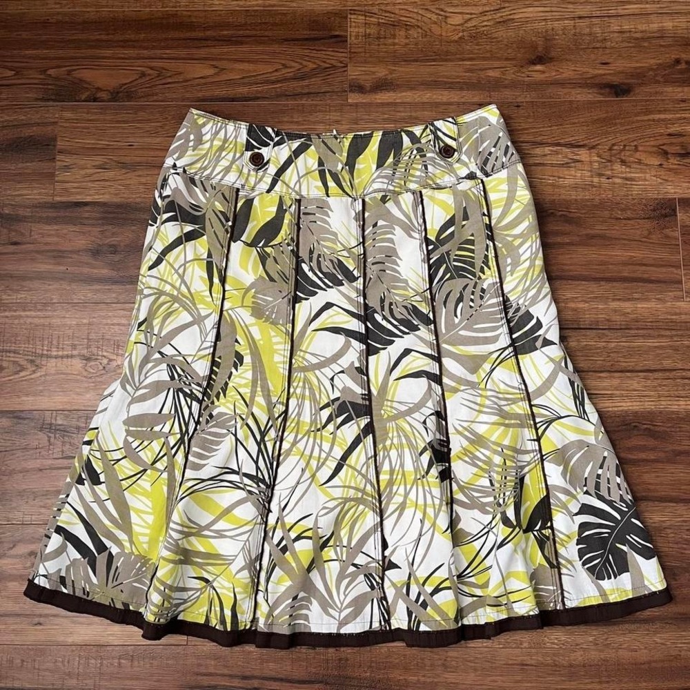 Vex Y2K Tropical Aline Midi Skirt Panel Flare Women Large‎ Boho Vacation Resort